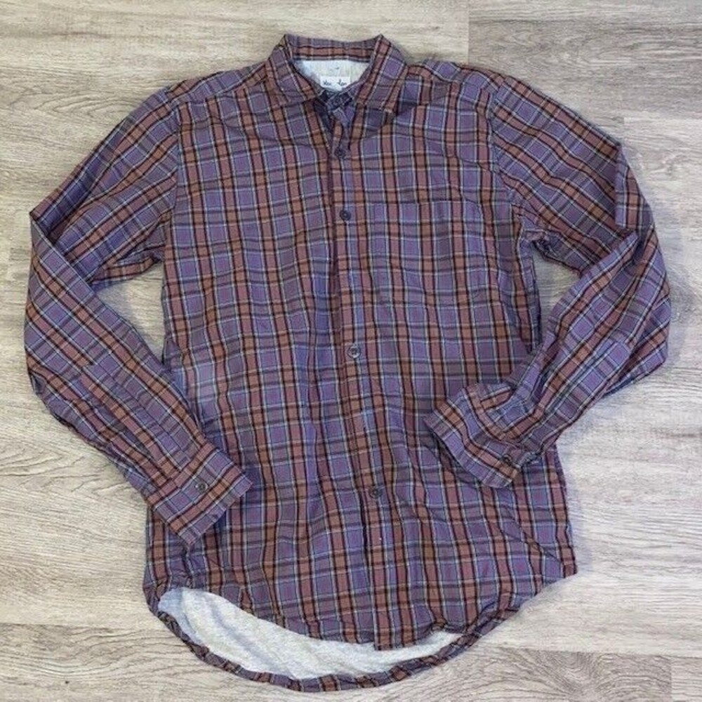 Steven Alan Size XS Mens Button Down Shirt Plaid Red Long Sleeve Lined Shirt